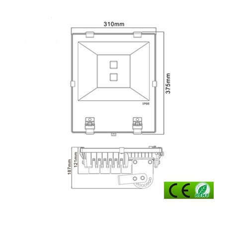 200W Integrated Outdoor Led Flood Lights High Power , IP65 Led Landscape Lighting
